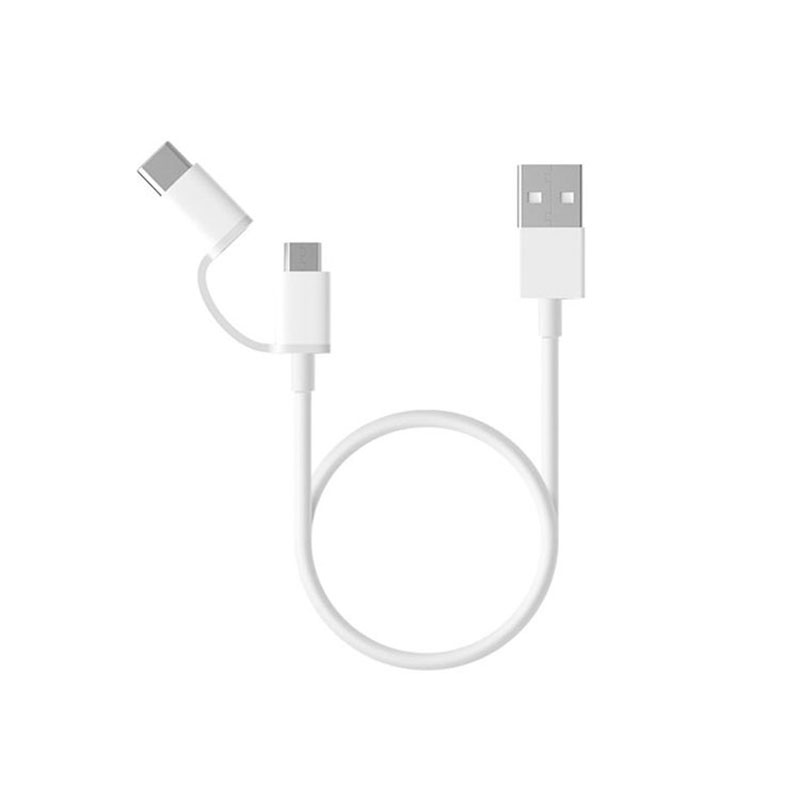 Cable De Datos Mi 2-in-1 Usb Cable Micro Usb To Type C 100 cm White