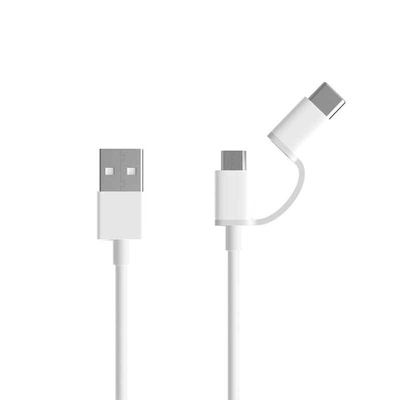 Cable De Datos Mi 2-in-1 Usb Cable Micro Usb To Type C 100 cm White